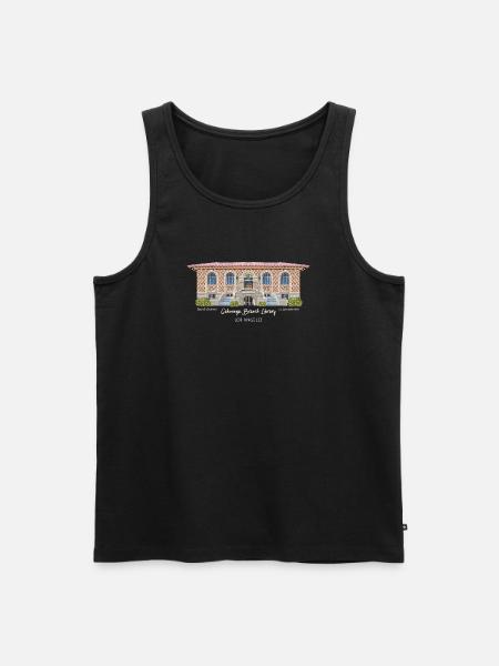 Los Angeles, Hand Drawing Cahuenga Library, - Men's Premium Organic Tank Top - black