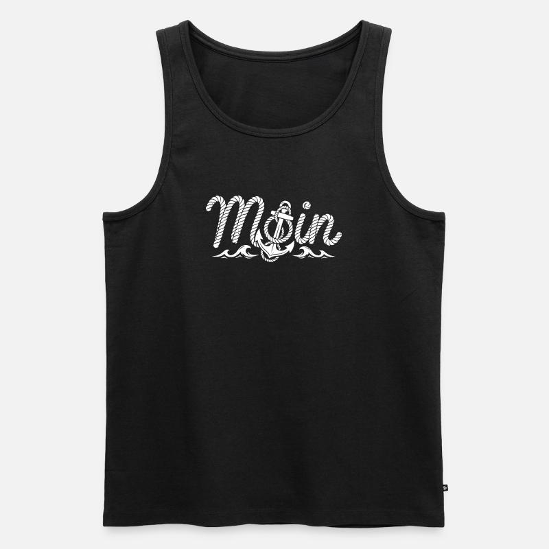 Moin mit Anker - Männer Premium Bio Tank Top - Schwarz