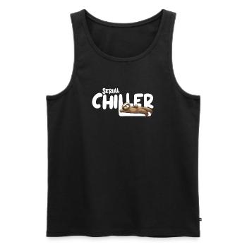Faultier Serial Chiller – Lustiges Sloth Tee - Männer Premium Bio Tank Top - Schwarz - Vorne - AI Model Male 178 light (178cm)