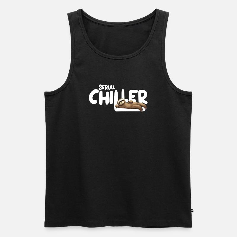 Faultier Serial Chiller – Lustiges Sloth Tee - Männer Premium Bio Tank Top - Schwarz