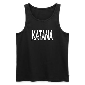 Katana-Schnitt - Männer Premium Bio Tank Top - Schwarz - Vorne - AI Model Male 178 light (178cm)
