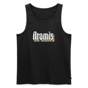 Vintage Retro Aramis T-Shirt T-Shirt Geschenkidee - Männer Premium Bio Tank Top - Schwarz - Vorne - AI Model Male 178 light (178cm)
