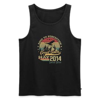10 Years Old to Perfection geboren im Mai 2014 - Männer Premium Bio Tank Top - Schwarz - Vorne - Michal (187cm)