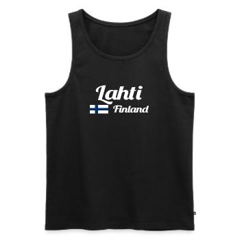 Lahti Finland- Stylish prints - Men's Premium Organic Tank Top - black - Front - AI Model Male 178 light (178cm)