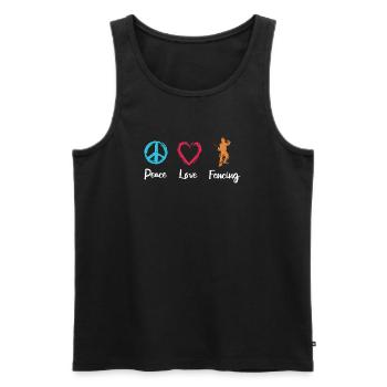 Paix Amour Escrime - Débardeur bio Premium Homme - noir - Devant - AI Model Male 178 light (178cm)
