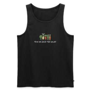 Maintenant, nous avons la salade – Drôle de dicton de Denglisch - Débardeur bio Premium Homme - noir - Devant - AI Model Male 178 light (178cm)
