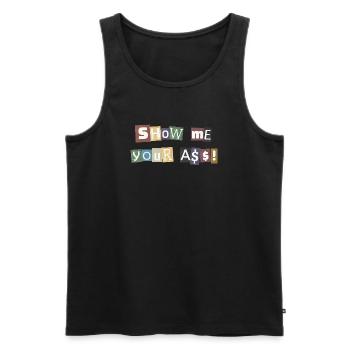 SYMA Letter Collage - Männer Premium Bio Tank Top - Schwarz - Vorne - AI Model Male 178 light (178cm)
