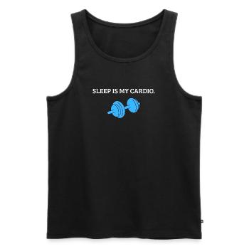 Sleep is my Cardio Lustiges Fitness & Schlaf Shirt - Männer Premium Bio Tank Top - Schwarz - Vorne - Michal (187cm)