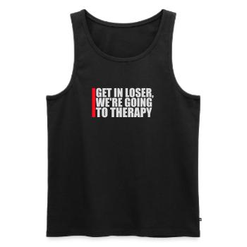 Get In Loser We're Going To Therapy Therapie Logo - Men's Premium Organic Tank Top - black - Front - AI Model Male 178 light (178cm)
