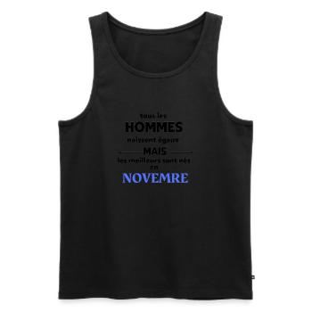 tout les hommes naissent égaux novembre - Débardeur bio Premium Homme - noir - Devant - Michal (187cm)