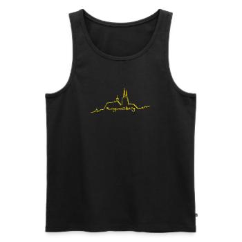 Regensburg Skyline gelb - Männer Premium Bio Tank Top - Schwarz - Vorne - Michal (187cm)