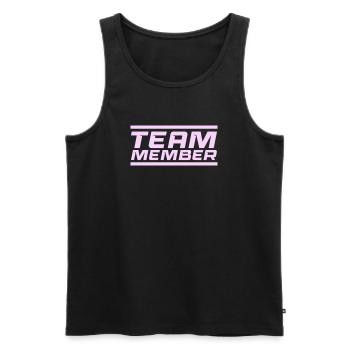 Team Member Schriftzug Lavendel - Männer Premium Bio Tank Top - Schwarz - Vorne - Michal (187cm)