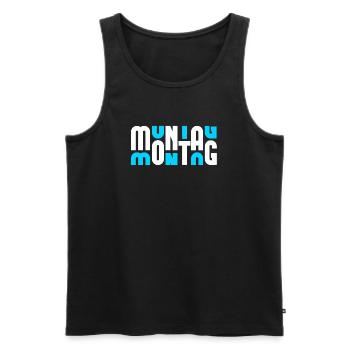 Motif Monday Blanc/Cyan - Débardeur bio Premium Homme - noir - Devant - Michal (187cm)