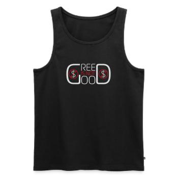 Greed Is Not Good Antikapitalismus Aussage Protest - Männer Premium Bio Tank Top - Schwarz - Vorne - AI Model Male 178 light (178cm)