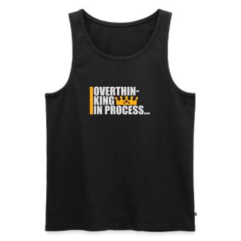 Overthinking In Process Funny Brooding Saying Logo - Men's Premium Organic Tank Top - black - Front - AI Model Male 178 light (178cm)