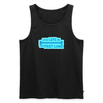 Life In The Fast Lane Float Funny Pool Saying - Men's Premium Organic Tank Top - black - Front - AI Model Male 178 light (178cm)