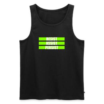 Resist Assist Persist Aktivismus Motivation Logo - Männer Premium Bio Tank Top - Schwarz - Vorne - AI Model Male 178 light (178cm)