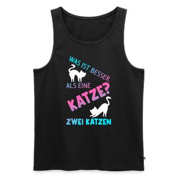 Was Ist Besser Als Eine Katze Zwei Katzen Kater Ka - Männer Premium Bio Tank Top - Schwarz - Vorne - AI Model Male 178 light (178cm)