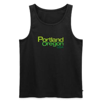 Portland Gradient City Logo - Men's Premium Organic Tank Top - black - Front - AI Model Male 178 light (178cm)