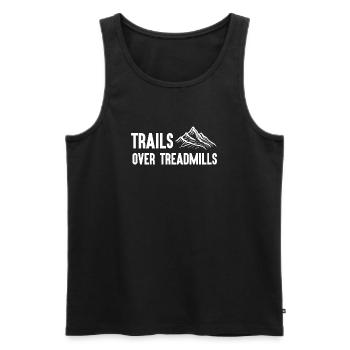 Trail Running - Trails Over Treadmills - Men's Premium Organic Tank Top - black - Front - AI Model Male 178 light (178cm)