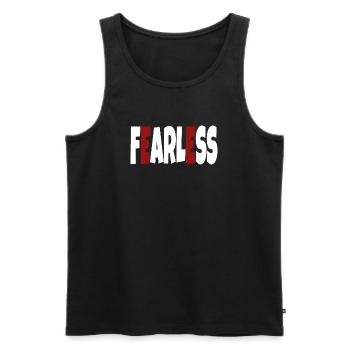 Fearless - simple text - Men's Premium Organic Tank Top - black - Front - AI Model Male 178 light (178cm)