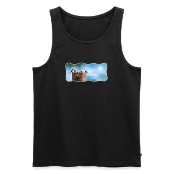 Photo design sparrows meeting curved outlined - Men's Premium Organic Tank Top - black - Front - AI Model Male 178 light (178cm)