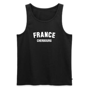 FRANCE CHERBOUG Frankreich - Débardeur bio Premium Homme - noir - Devant - AI Model Male 178 light (178cm)