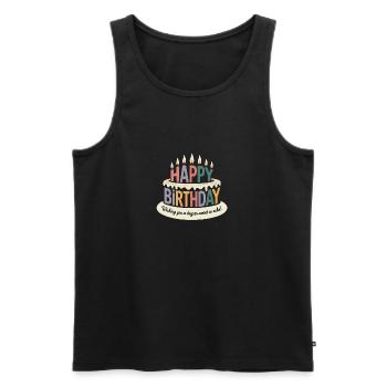 Happy Birthday - Cool Vintage Cartoon Logo - Men's Premium Organic Tank Top - black - Front - Michal (187cm)