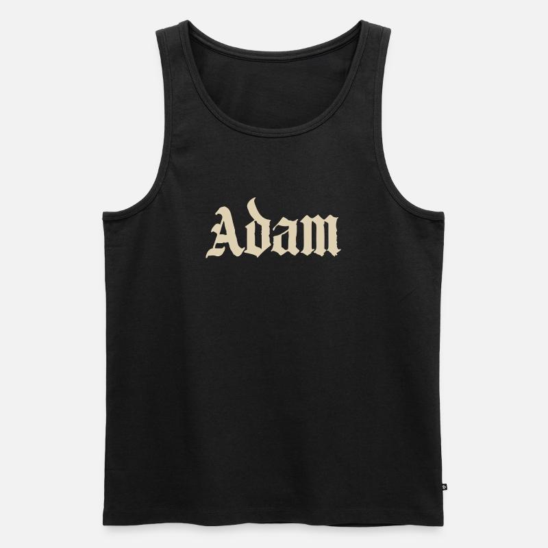 Adam Gothic Script Tee - Men's Premium Organic Tank Top - black