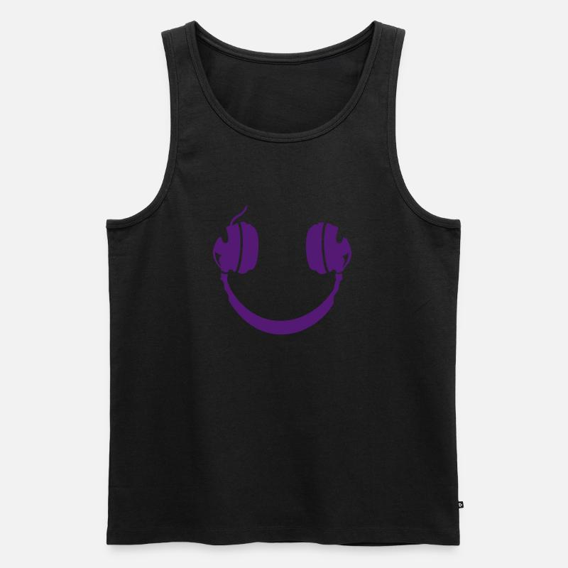 Smiley Headphone - Männer Premium Bio Tank Top - Schwarz