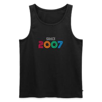 Since 2007 | Vintage Retro Colorful Year  - Men's Premium Organic Tank Top - black - Front - Michal (187cm)