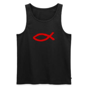 Jésus poisson Ichthys poisson poisson poisson - Débardeur bio Premium Homme - noir - Devant - AI Model Male 178 light (178cm)