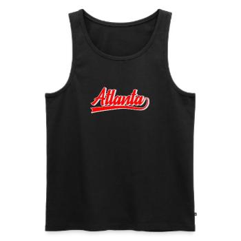 Atlanta Script Retro Logo - Männer Premium Bio Tank Top - Schwarz - Vorne - AI Model Male 178 light (178cm)