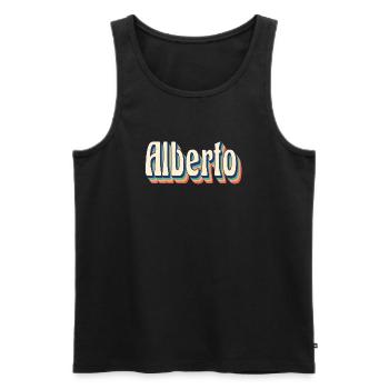 Alberto Retro Vintage T-Shirt Geschenk T-Shirt - Männer Premium Bio Tank Top - Schwarz - Vorne - Michal (187cm)