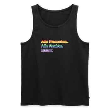 All people. All rights reserved. Always. – Pride Stateme - Men's Premium Organic Tank Top - black - Front - AI Model Male 178 light (178cm)