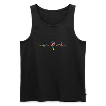 Vertikaltuch Heartbeat Luftakrobatik Aerial Silk - Männer Premium Bio Tank Top - Schwarz - Vorne - AI Model Male 178 light (178cm)