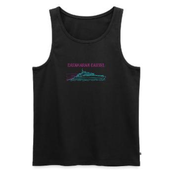 Synthwave Catamaran Cartel - Men's Premium Organic Tank Top - black - Front - AI Model Male 178 light (178cm)