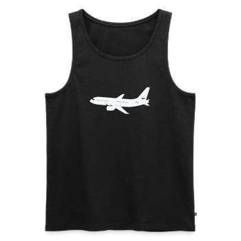 Silhouette d’avion sur fond blanc - Débardeur bio Premium Homme - noir - Devant - Michal (187cm)