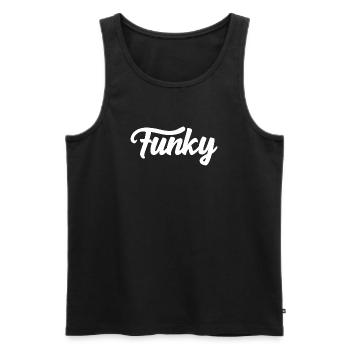 Funky music logo - Men's Premium Organic Tank Top - black - Front - Michal (187cm)