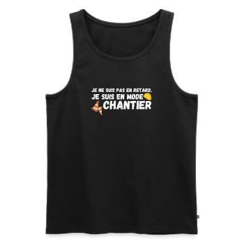 Je suis en mode chantier - Débardeur bio Premium Homme - noir - Devant - Michal (187cm)