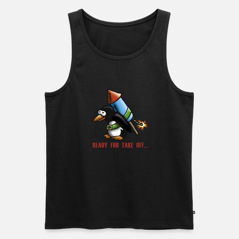 rocket_pinguin_e - Männer Premium Bio Tank Top - Schwarz