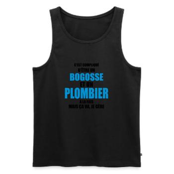 c'est compliqué d'être un bogosse et un plombier - Débardeur bio Premium Homme - noir - Devant - Michal (187cm)