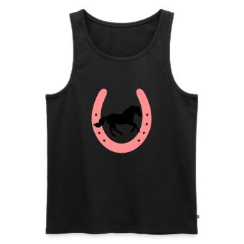 Horse Shoe with galloping Horse - you can change - Men's Premium Organic Tank Top - black - Front - AI Model Male 178 light (178cm)