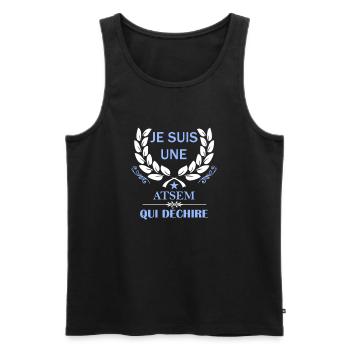 je suis une atsem qui déchire - Männer Premium Bio Tank Top - Schwarz - Vorne - AI Model Male 178 light (178cm)