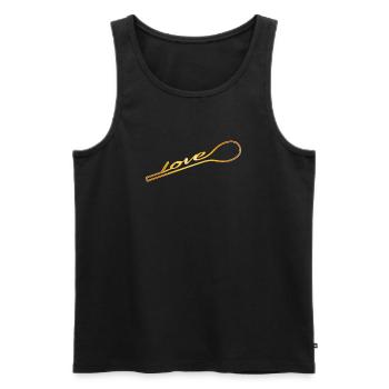 Cuisiné avec amour - cuillère d’or avec typo - Débardeur bio Premium Homme - noir - Devant - Michal (187cm)