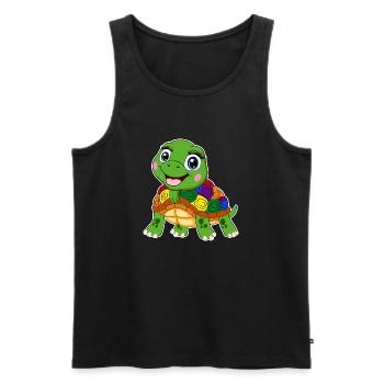 arc-en-ciel tortue lgbt tortue aquatique animal - Débardeur bio Premium Homme - noir - Devant - AI Model Male 178 light (178cm)