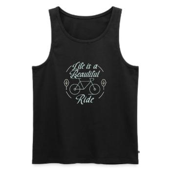 La vie est une belle promenade. Vélo. Bicycle. - Débardeur bio Premium Homme - noir - Devant - Michal (187cm)