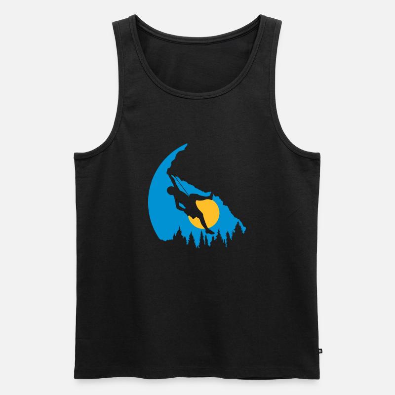 Bäume Sonne Klettern Silhouette - Männer Premium Bio Tank Top - Schwarz