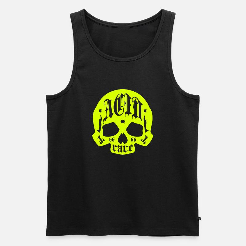 Rave Skull - Männer Premium Bio Tank Top - Schwarz
