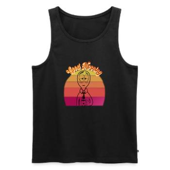 Bonjour? Morgenmuffel, j’adore mon travail T-Shirt - Débardeur bio Premium Homme - noir - Devant - Michal (187cm)